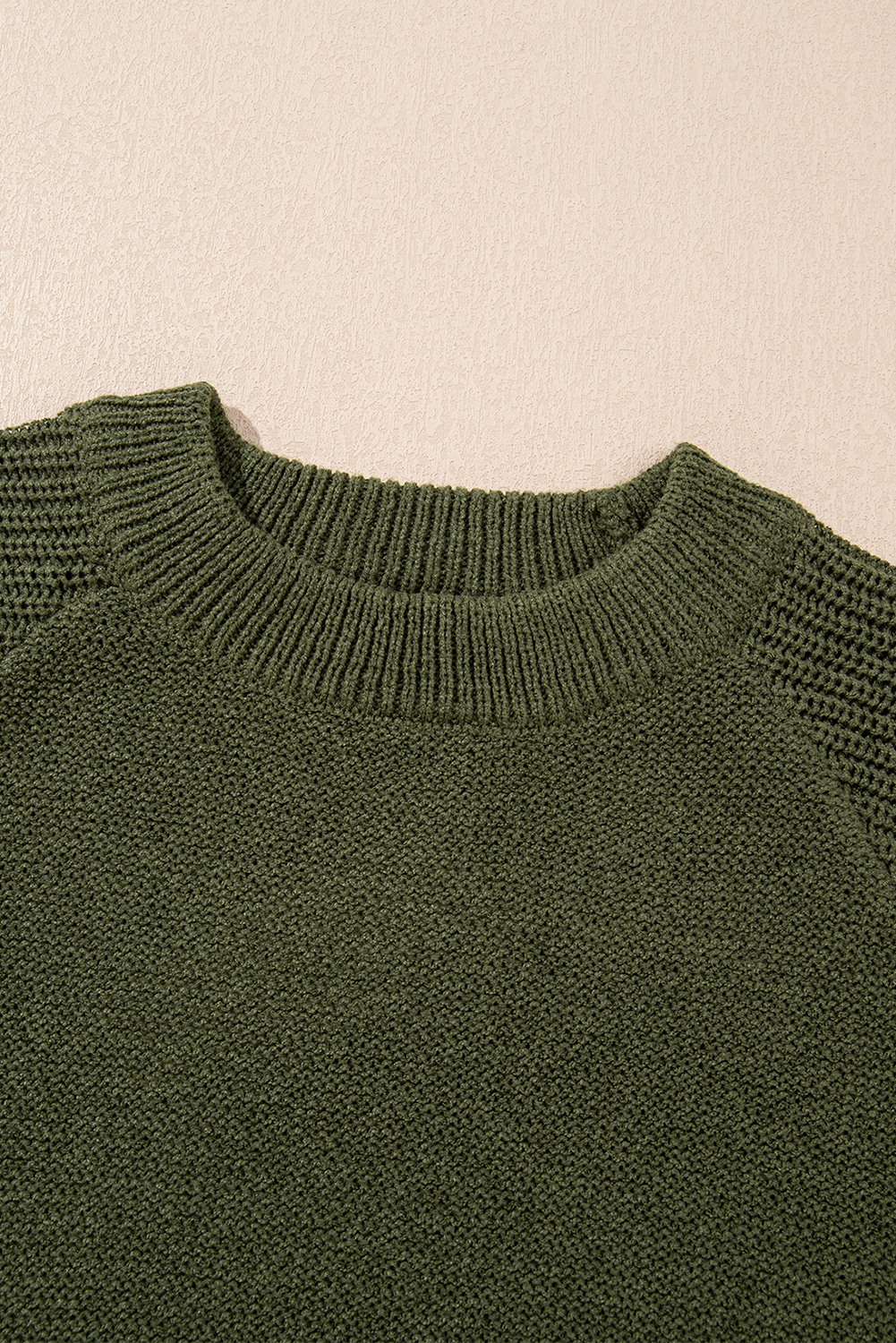 Vineyard Green Chunky Knit Raglan Sleeve Pullover Sweater