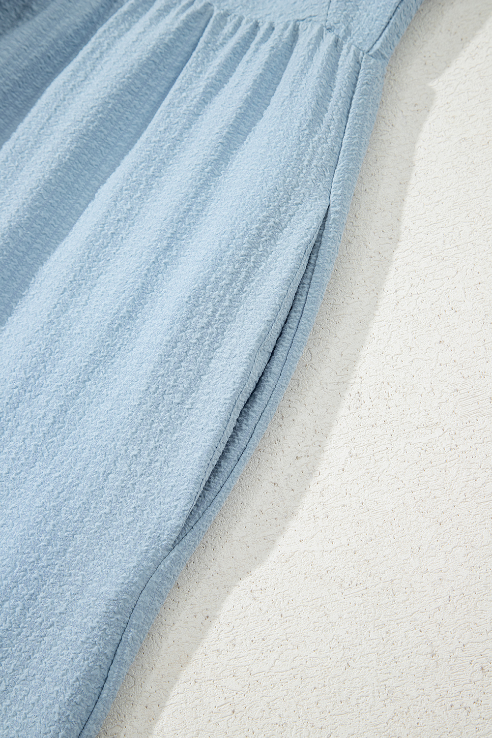 Sky Blue Ruffled Flutter Sleeve Square Neck Textured Tiered Maxi Dress