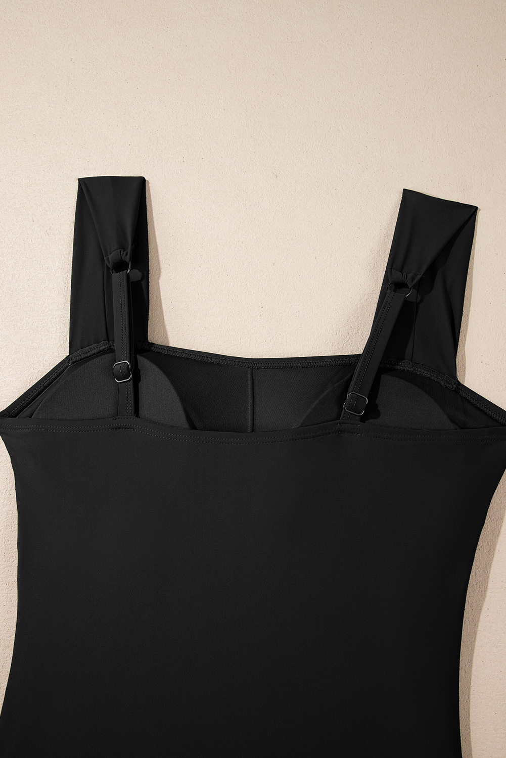 Black Square Neck Ruched Tommy Control One Piece Swimsuit