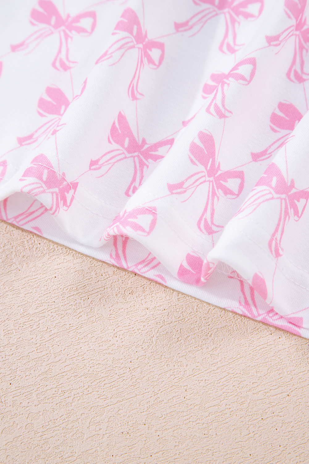 Sky Blue Bow Print Long Sleeve Shirt and Pants Soft Pajama Set