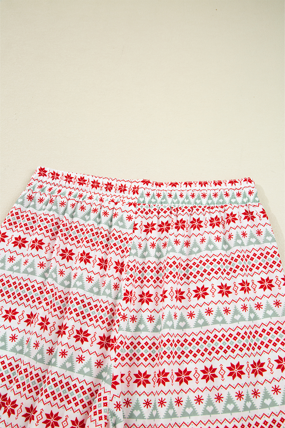 White Christmas Pattern Print Shirt Style Long 2pcs Pajama Set