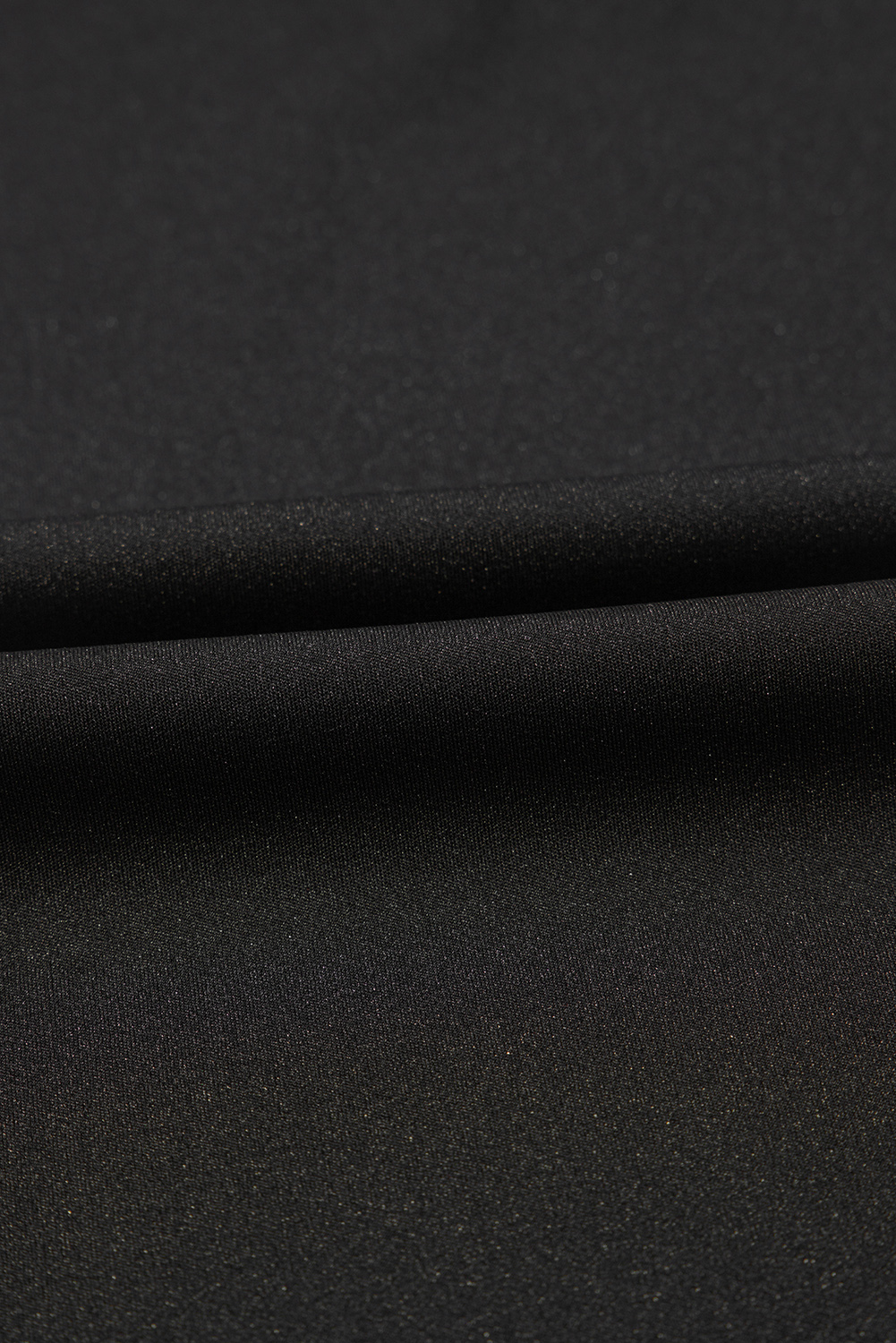 Black Solid Ruffled Mesh Patchwork Sleeve Bodysuit