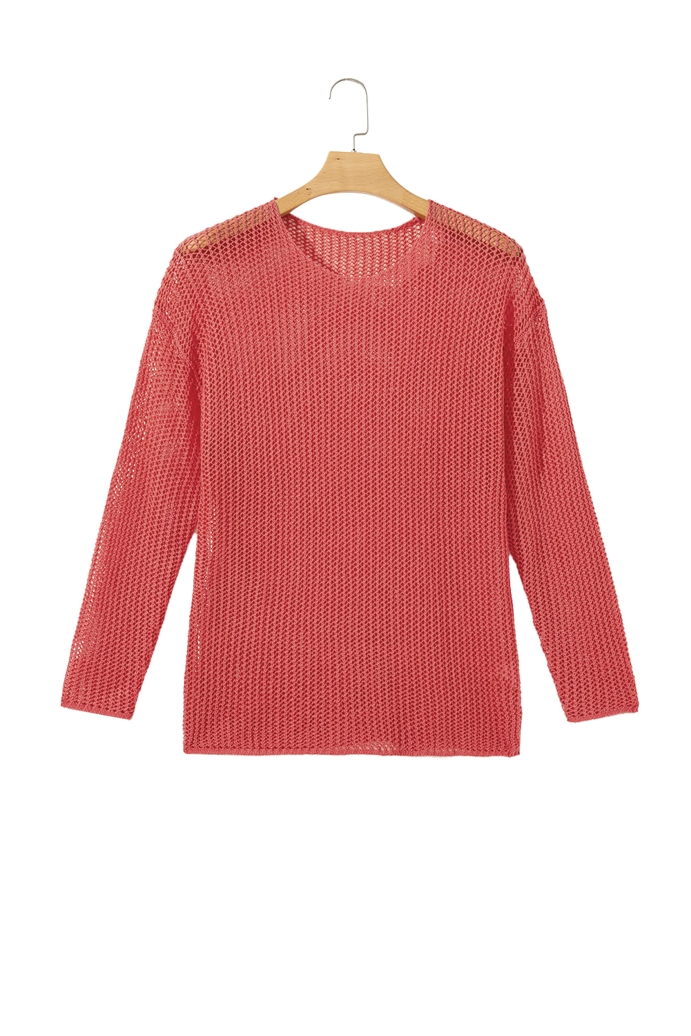 Coral Crochet Hollow-out Jumper Top Sweater