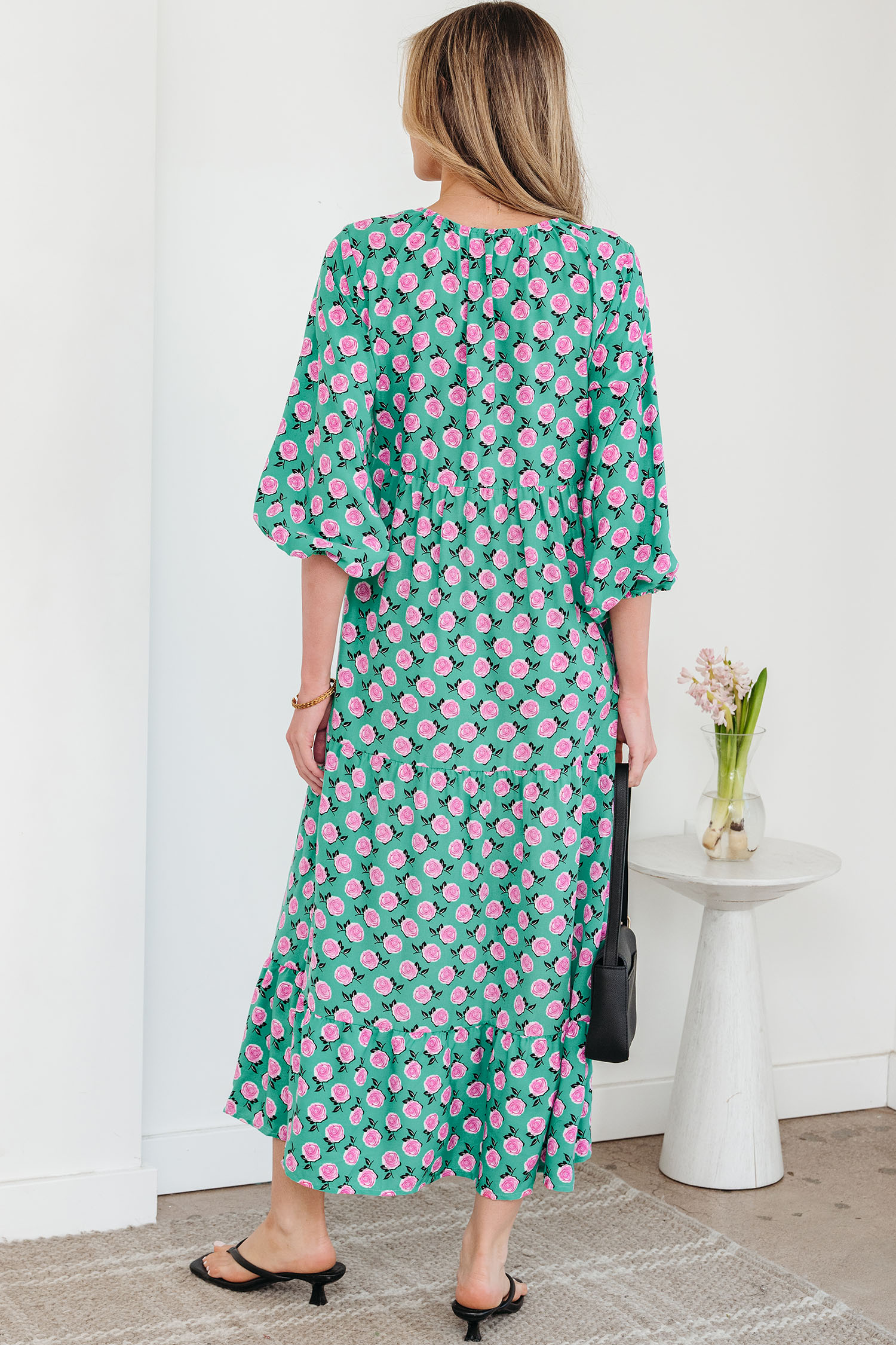 Sky Blue Boho Printed Half Sleeve Maxi Dress